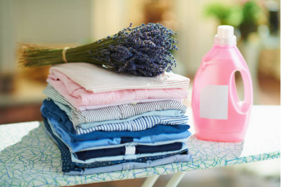Close-up of fresh clothes with fragrance added after ironing