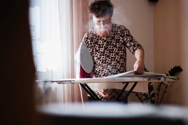 Wrinkle-resistant fabrics placed next to an Ironing Board